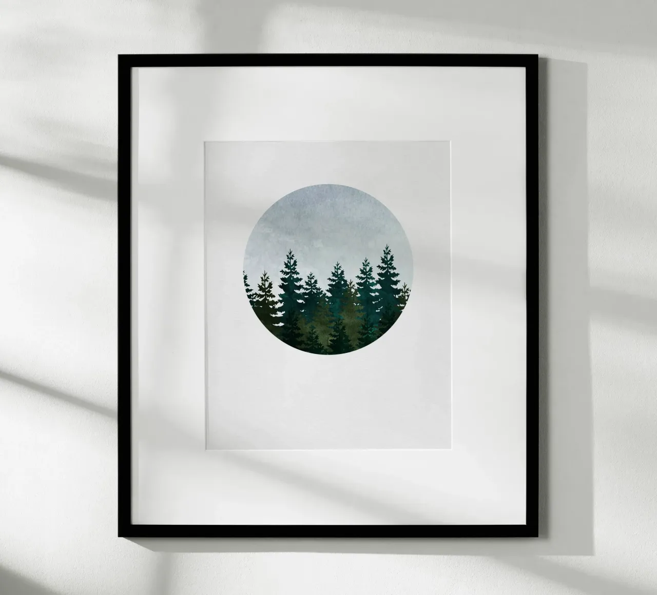 Minimalist Evergreen Trees Art - Nature Circle Wall Print poster de kookiepixel