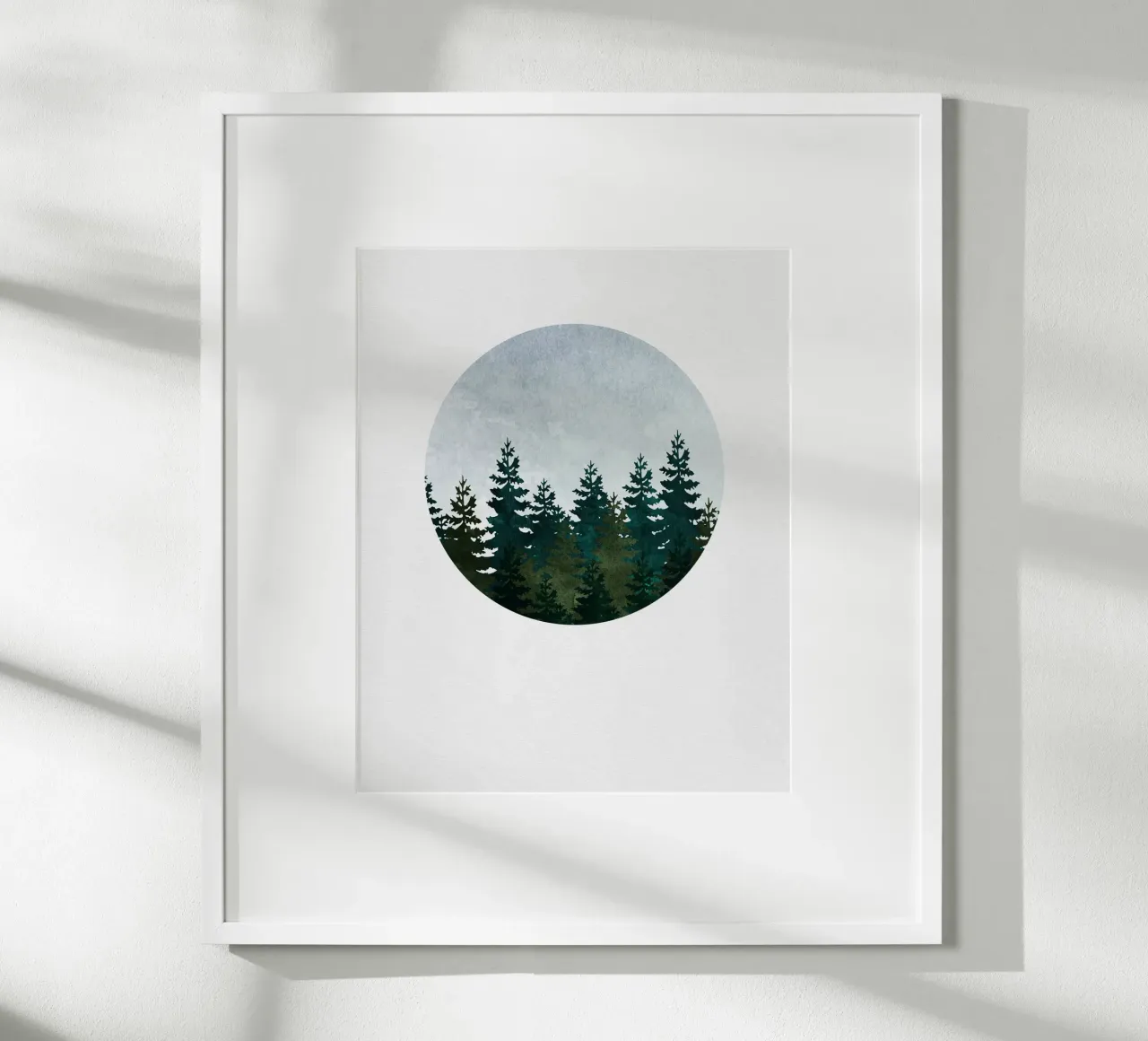 Minimalist Evergreen Trees Art - Nature Circle Wall Print poster de kookiepixel