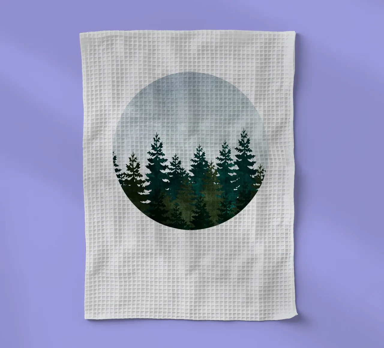 Minimalist Evergreen Trees Art - Nature Circle Wall Print torchon de kookiepixel
