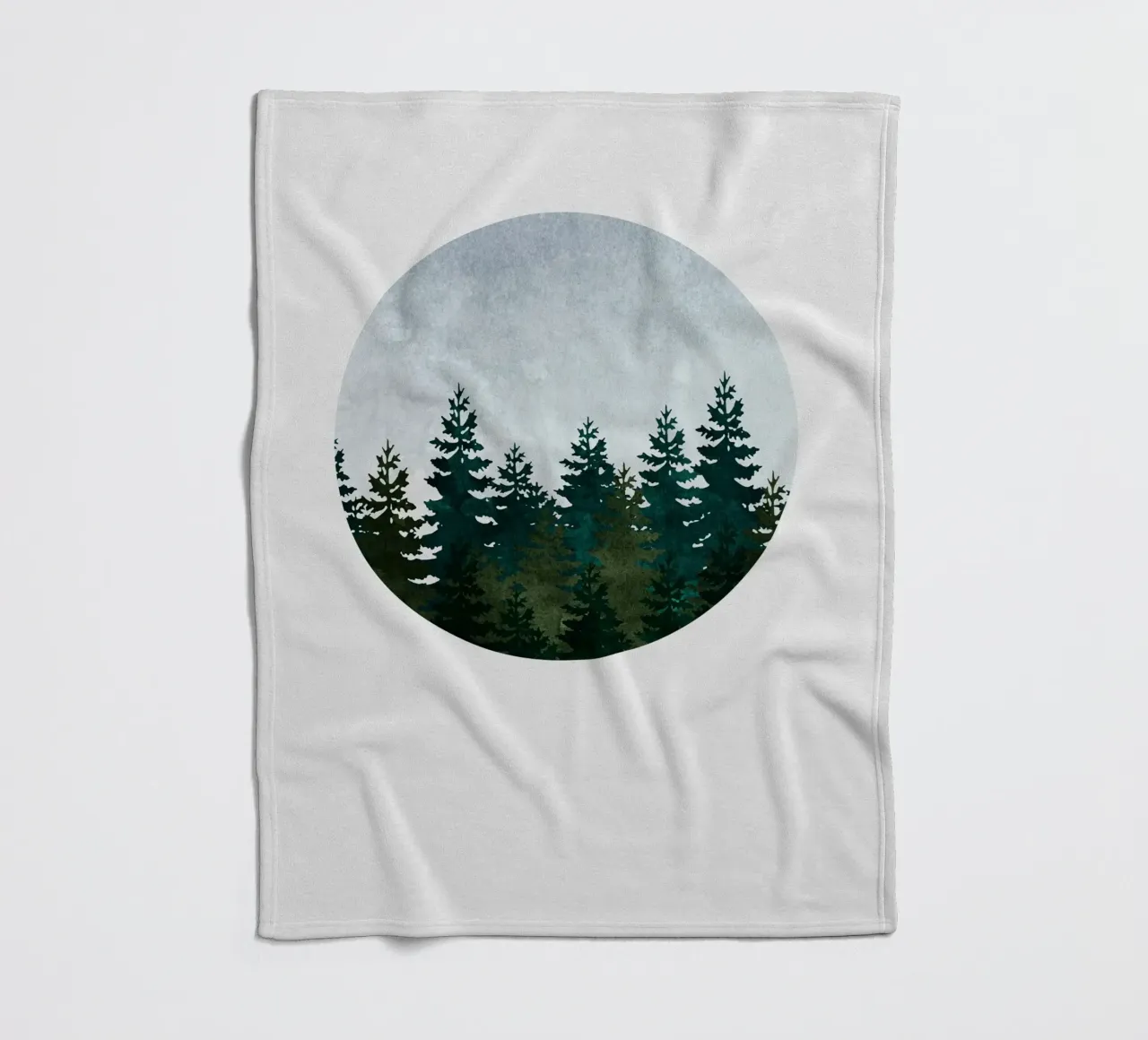 Minimalist Evergreen Trees Art - Nature Circle Wall Print fleece blanket by kookiepixel