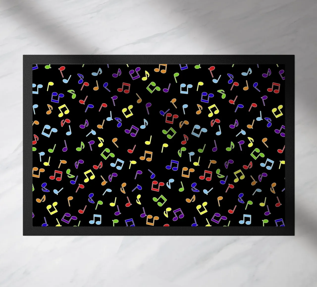 Rainbow Notes Black doormat by kimbus_mom