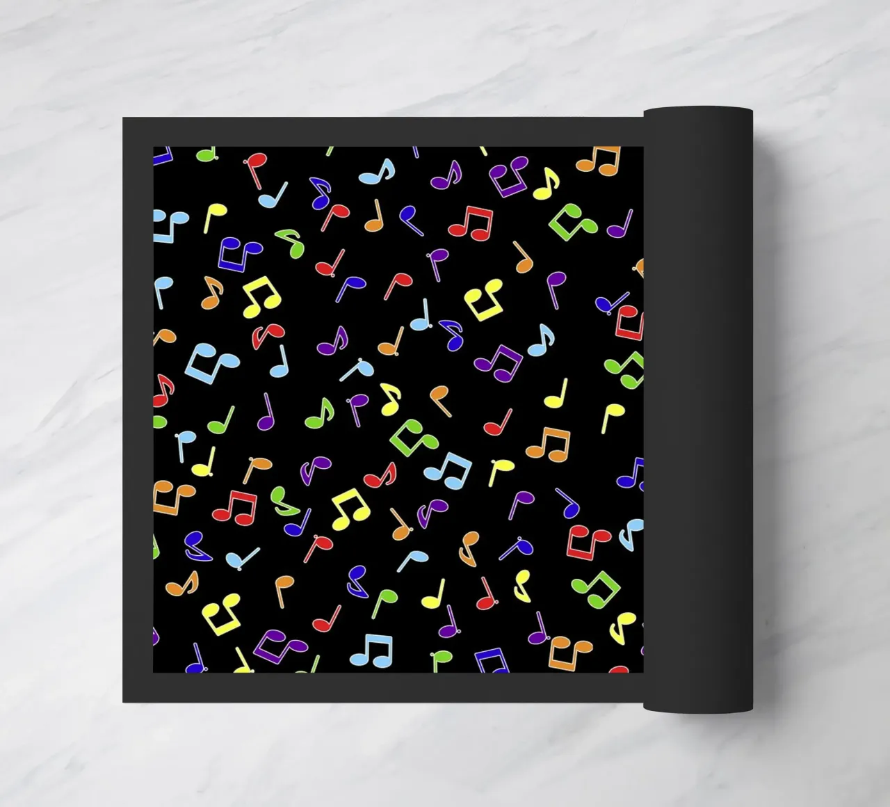 Rainbow Notes Black doormat by kimbus_mom