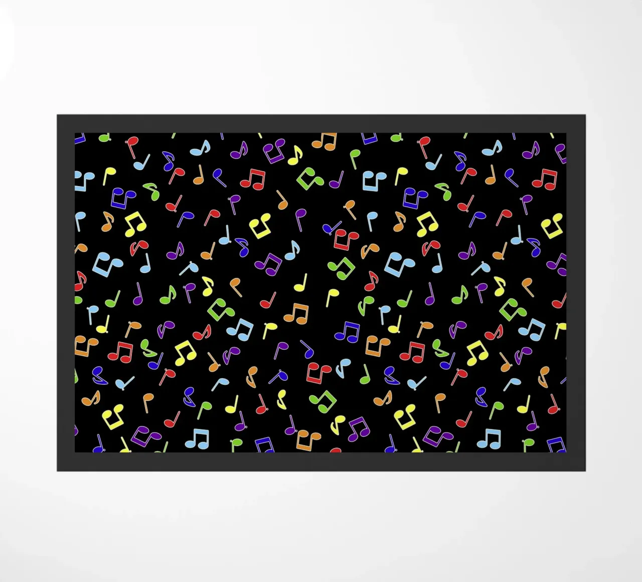 Rainbow Notes Black doormat by kimbus_mom