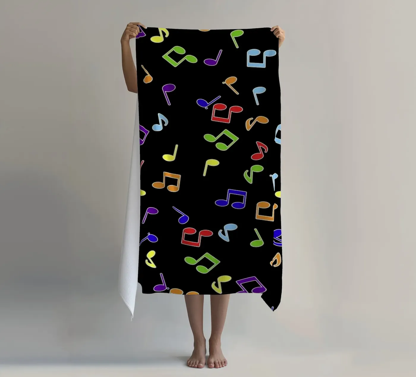 Rainbow Notes Zwart strandhanddoek van kimbus_mom