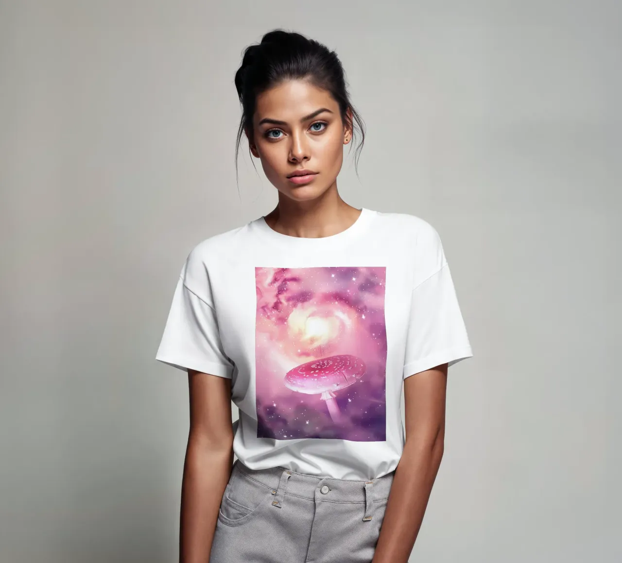Magico fungo rosa psichedelico Universo celeste t-shirt da Gentle Echoes Art