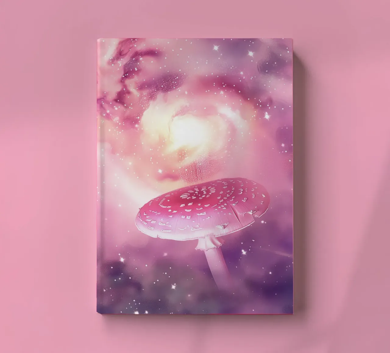Magical Psychedelic Pink Mushroom Celestial Universe notebook by Gentle Echoes Art