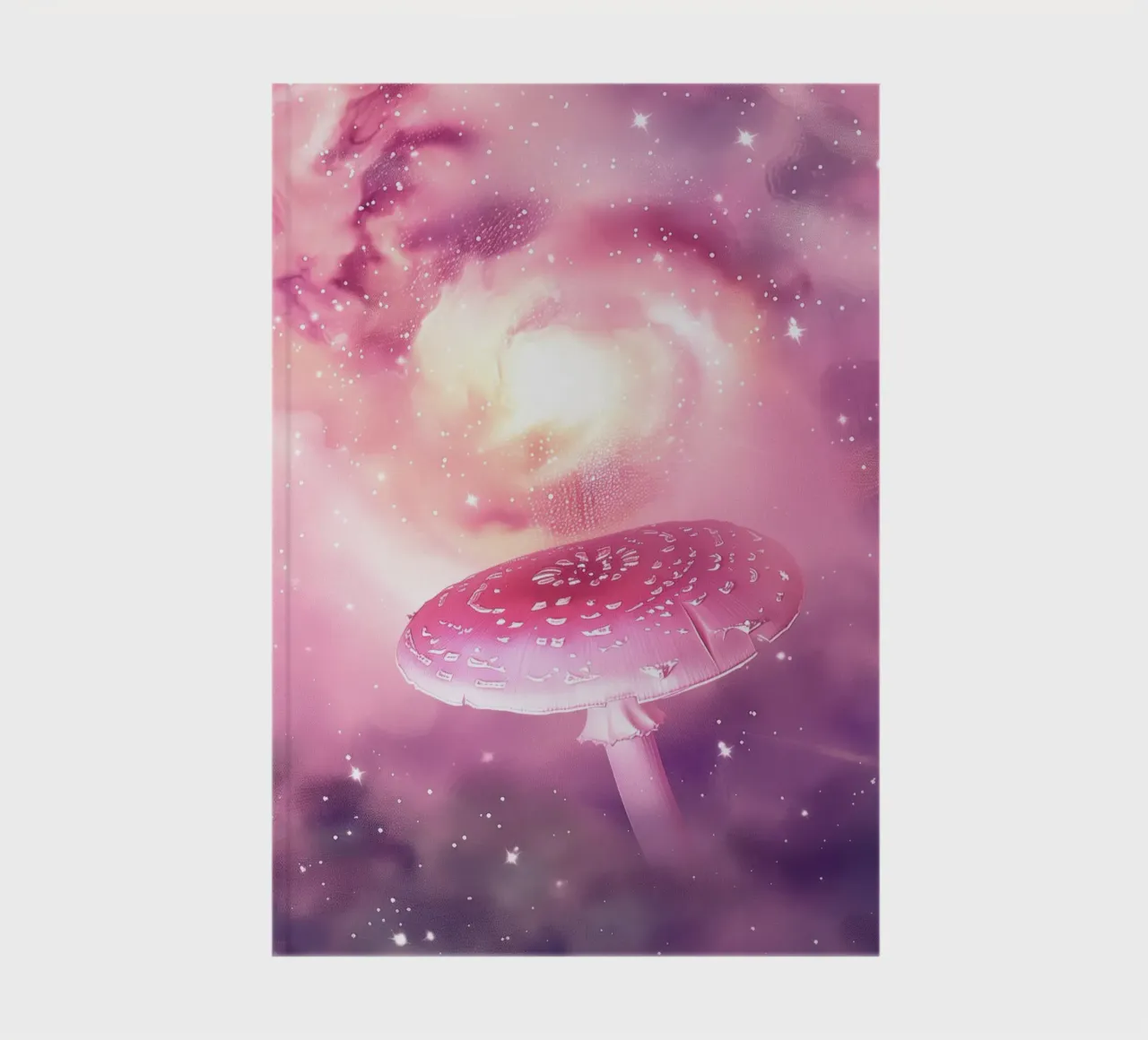 Magical Psychedelic Pink Mushroom Celestial Universe notebook by Gentle Echoes Art