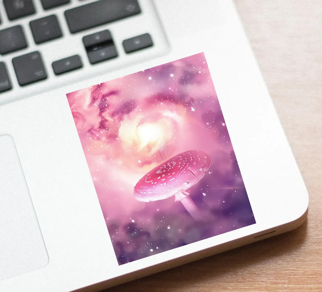 Magical Psychedelic Pink Mushroom Celestial Universe sticker by Gentle Echoes Art