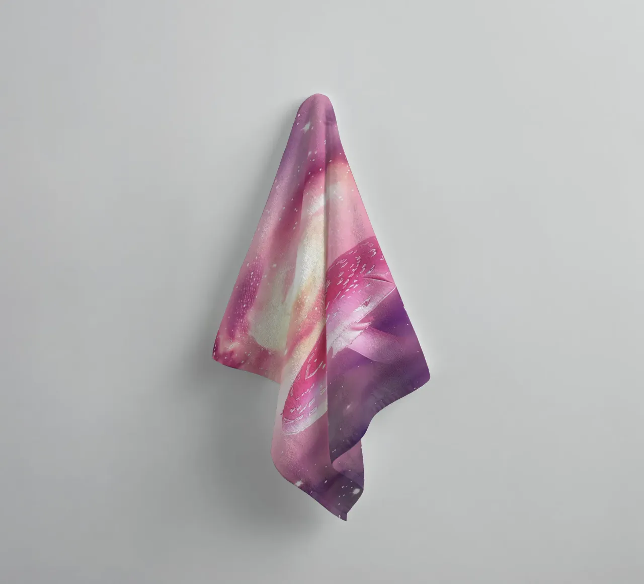 Magical Psychedelic Pink Mushroom Celestial Universe towel by Gentle Echoes Art