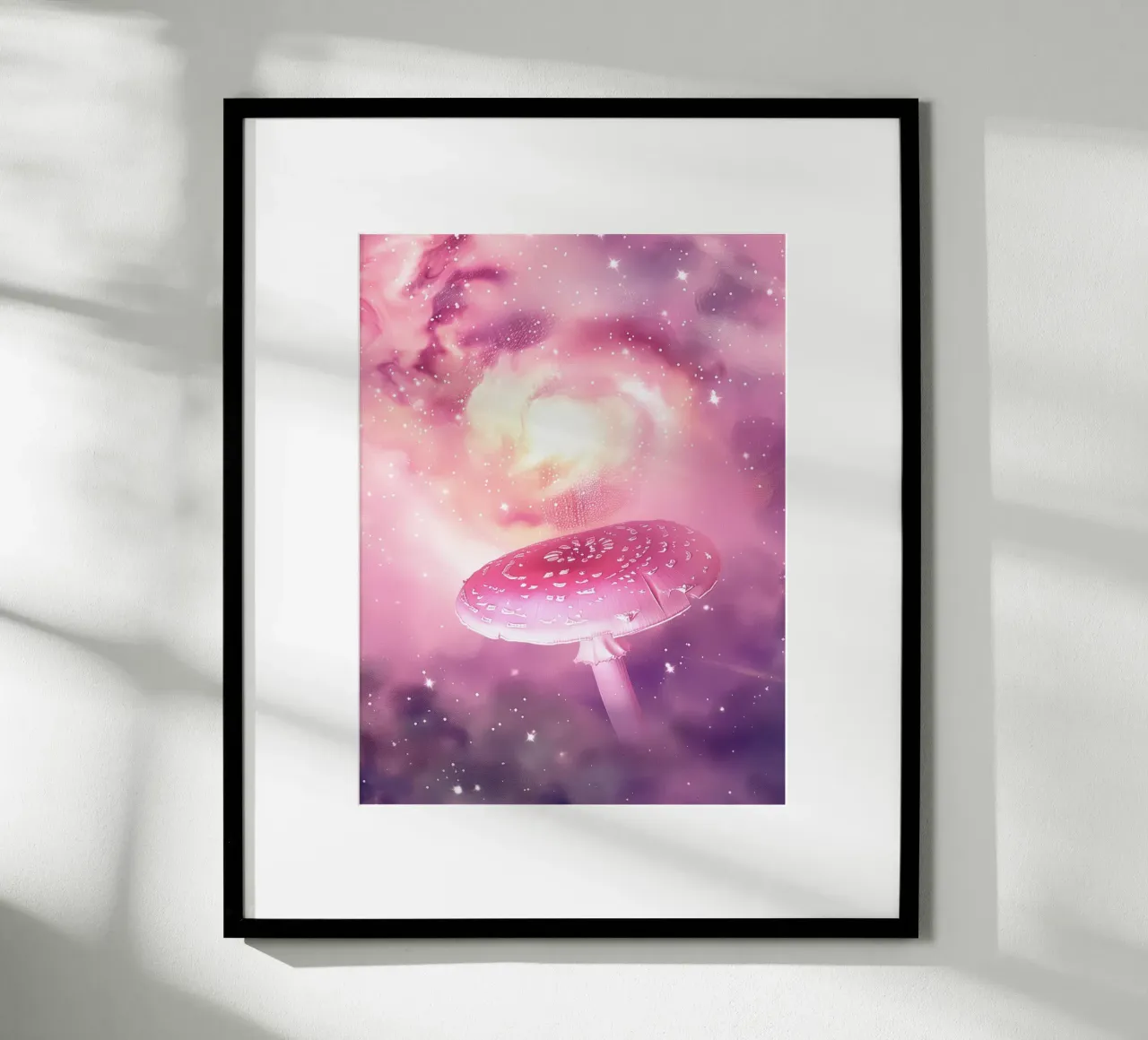 Magical Psychedelic Pink Mushroom Celestial Universe hahnemühle by Gentle Echoes Art