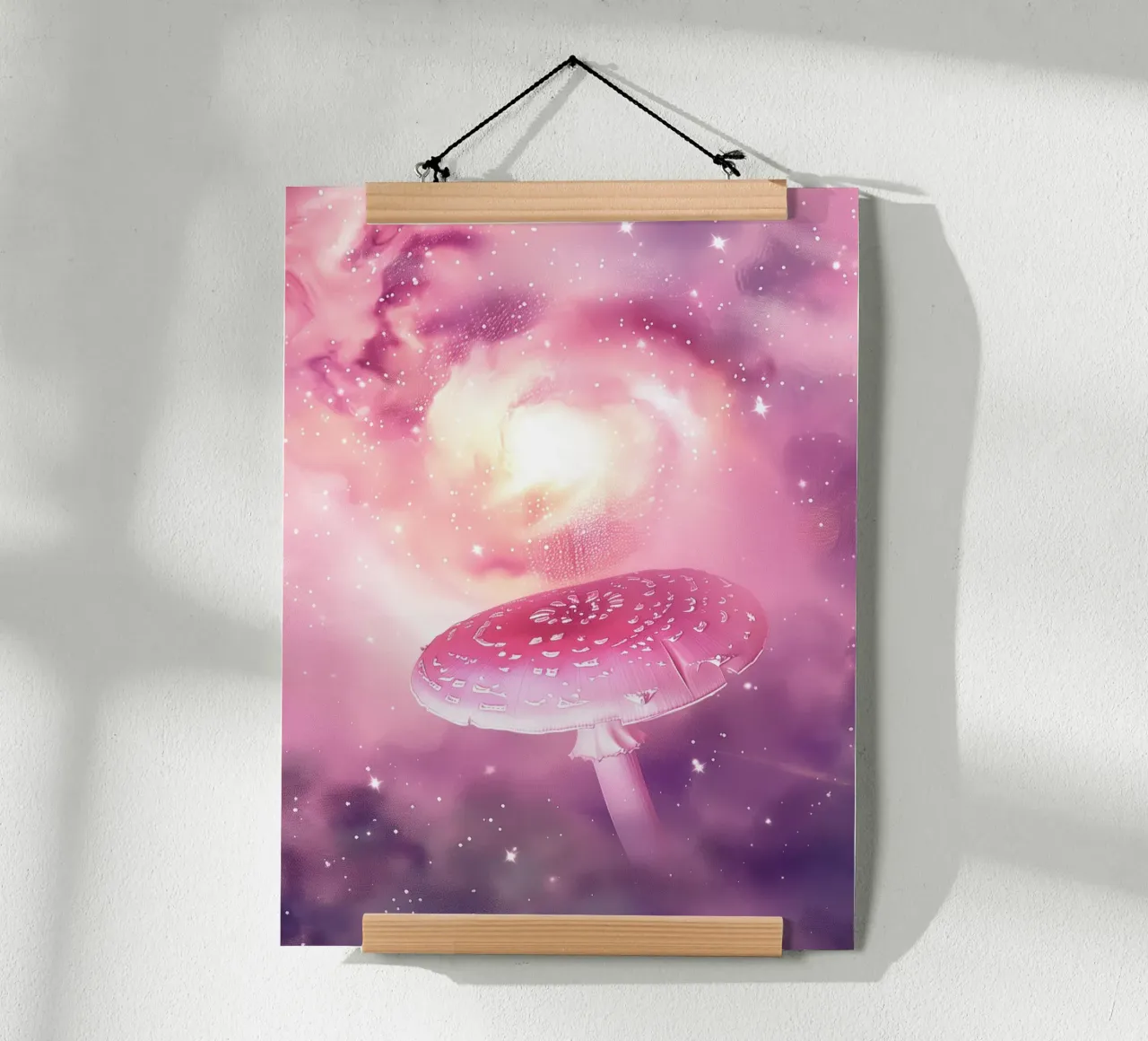 Magical Psychedelic Pink Mushroom Celestial Universe hahnemühle by Gentle Echoes Art