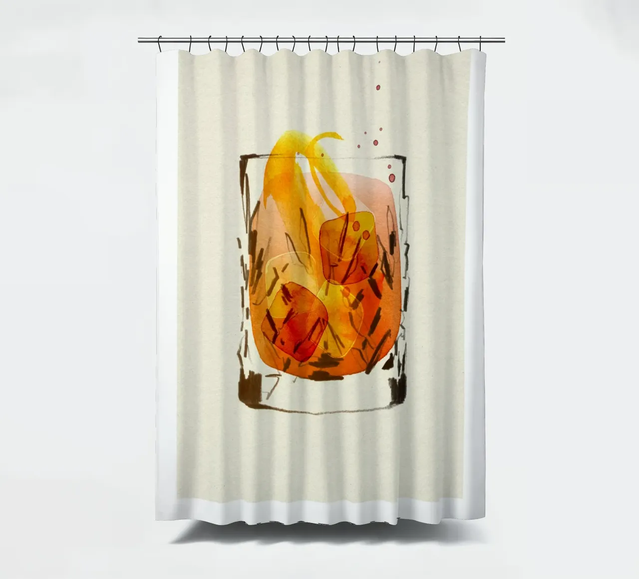 Negroni shower curtain by Ekaterina Koroleva