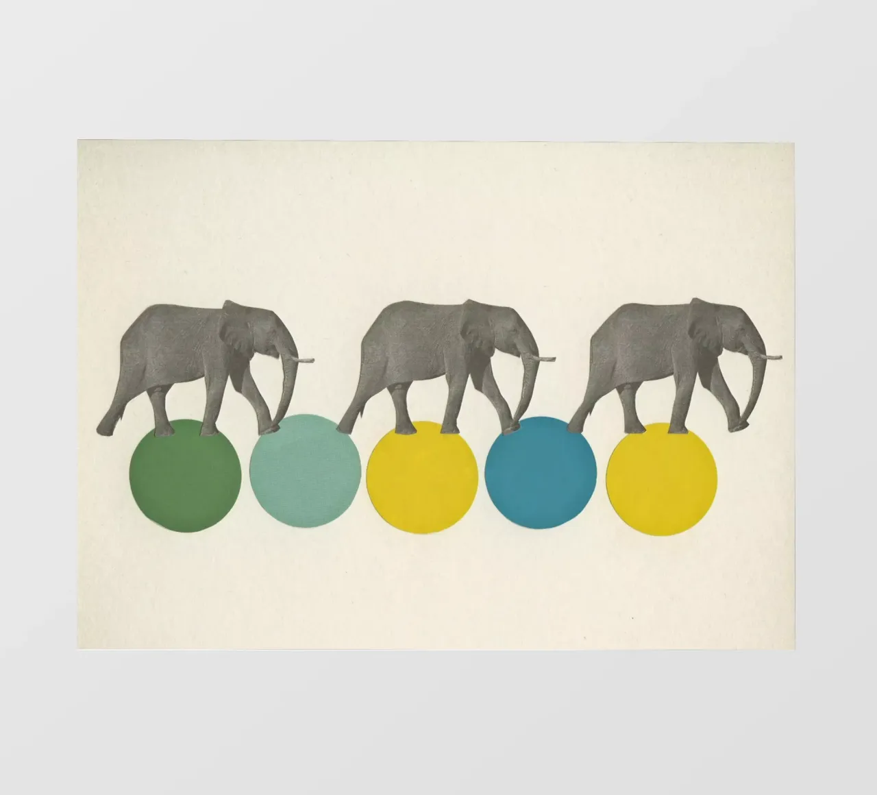Elefanti in viaggio telo in pvc da Cassia Beck Collage