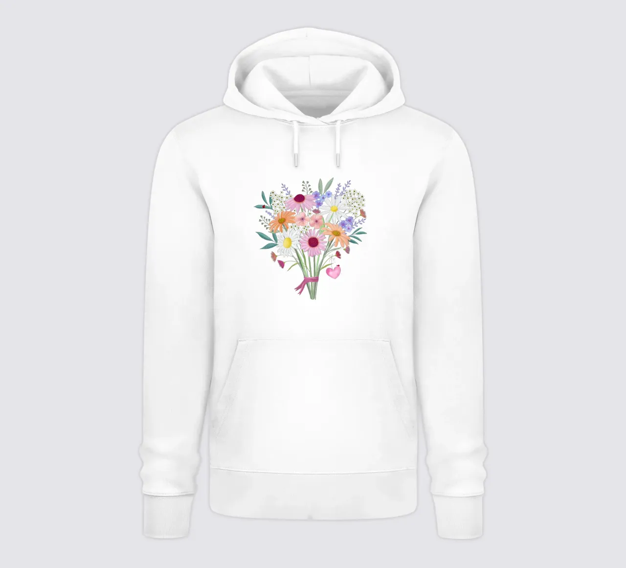 Bouquet con coccinelle e cuore in delicati colori pastello felpa con cappuccio da CalliLetters