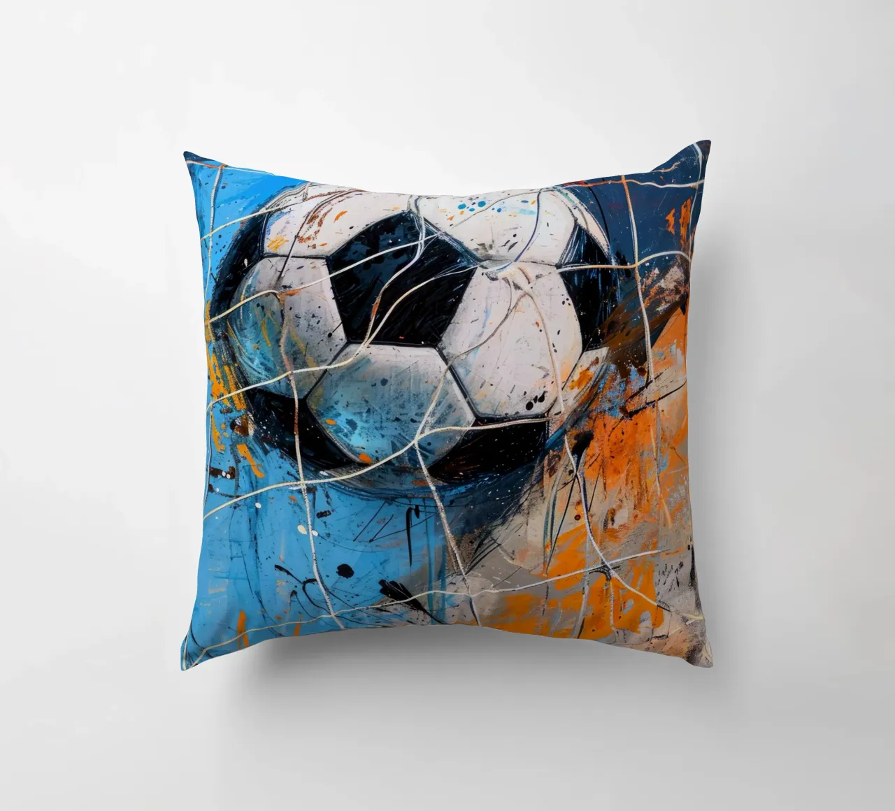Pallone da calcio ad acquerello cuscino da Justyna Jaszke JBJart
