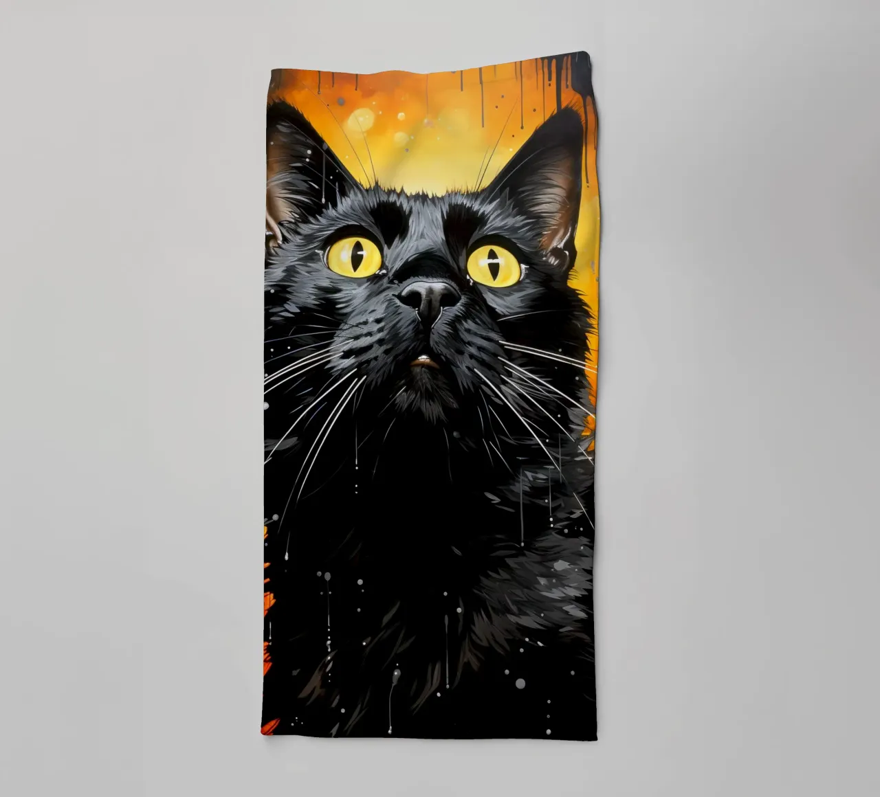 Black cat illustration towel by Justyna Jaszke JBJart