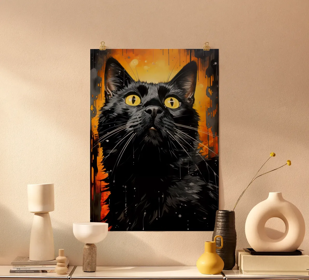 Illustrazione di un gatto nero poster da Justyna Jaszke JBJart