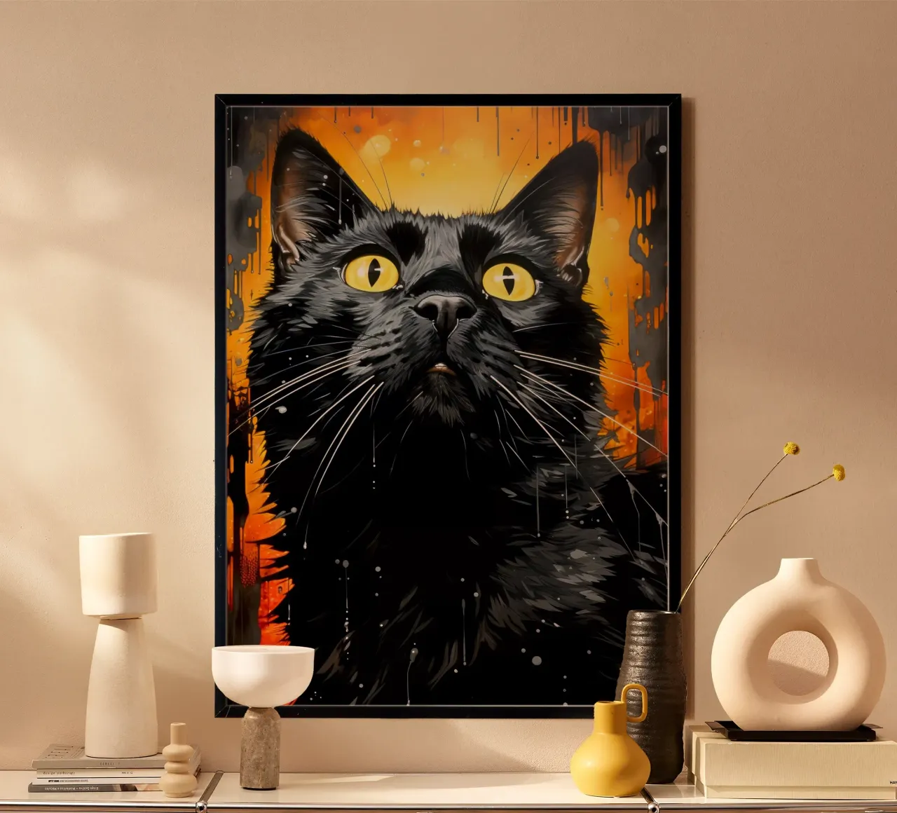 Illustrazione di un gatto nero poster da Justyna Jaszke JBJart