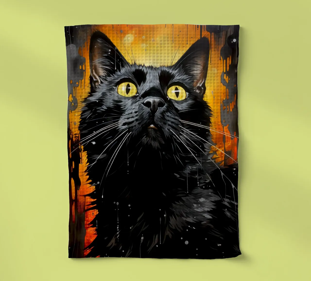 Illustration d'un chat noir torchon de Justyna Jaszke JBJart
