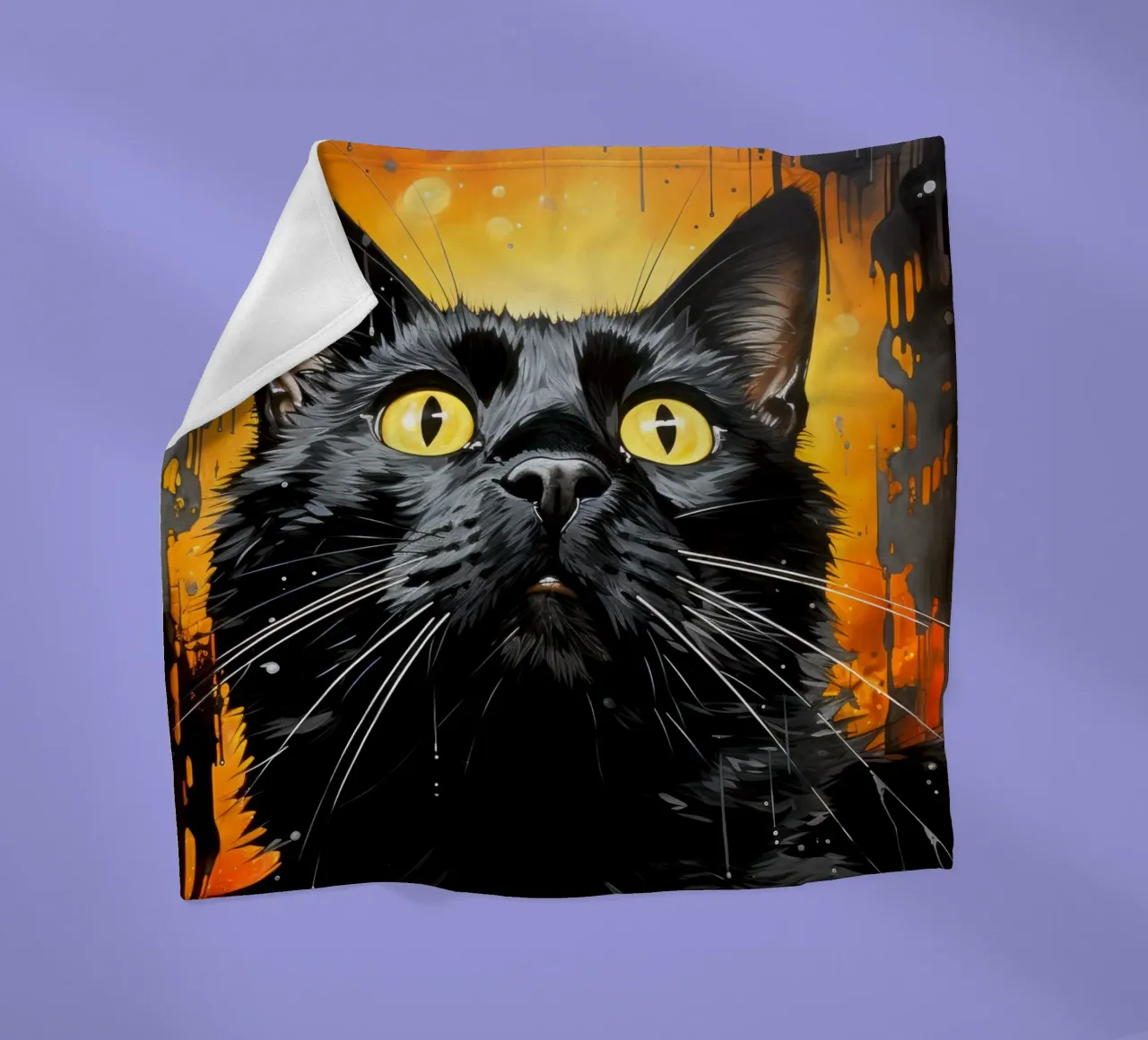 Ilustración de un gato negro manta de franela de Justyna Jaszke JBJart
