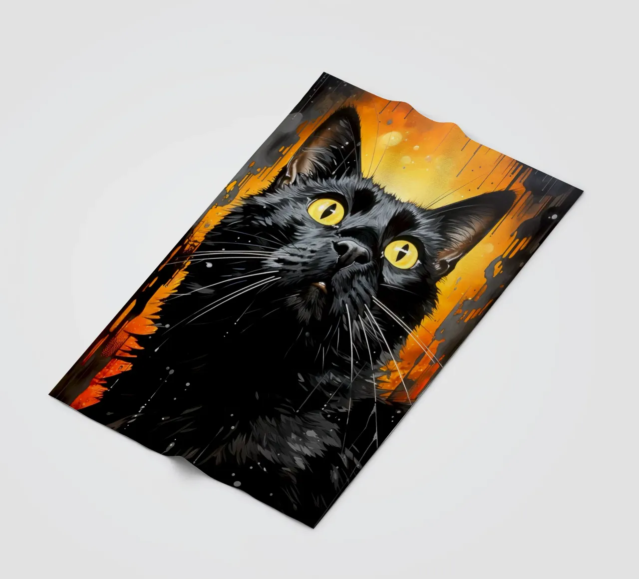 Ilustración de un gato negro manta de franela de Justyna Jaszke JBJart