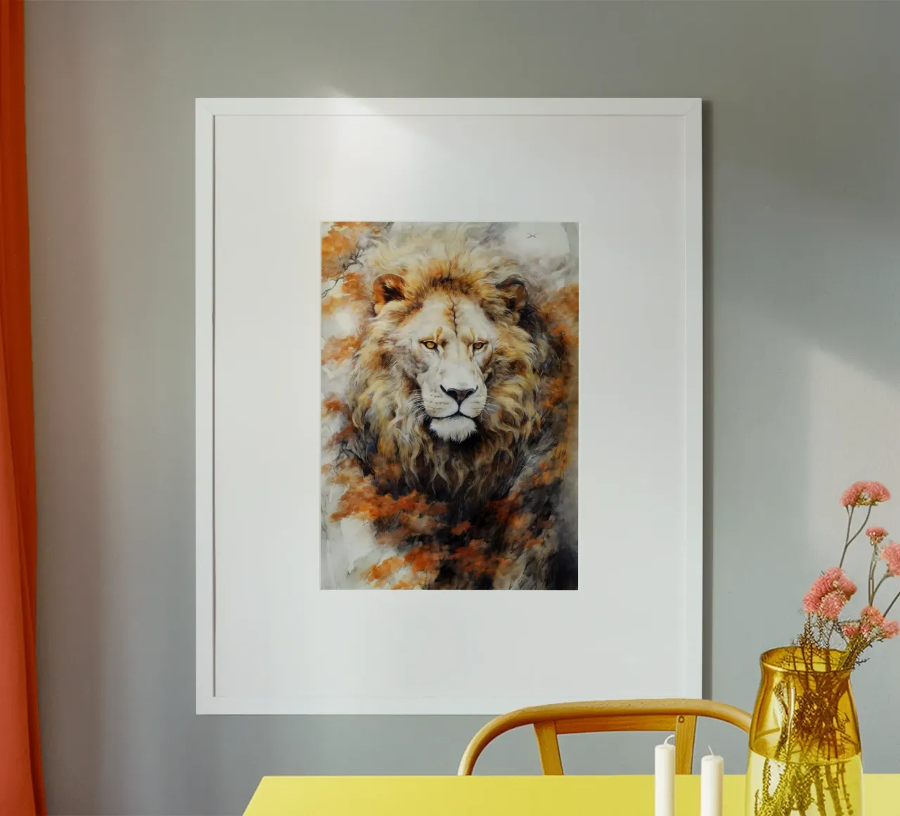 White lion watercolor art hahnemühle by Justyna Jaszke JBJart