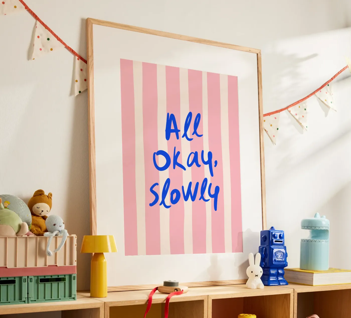 All Okay, Slowly | Motivational and self-care Art poster van Blisstype