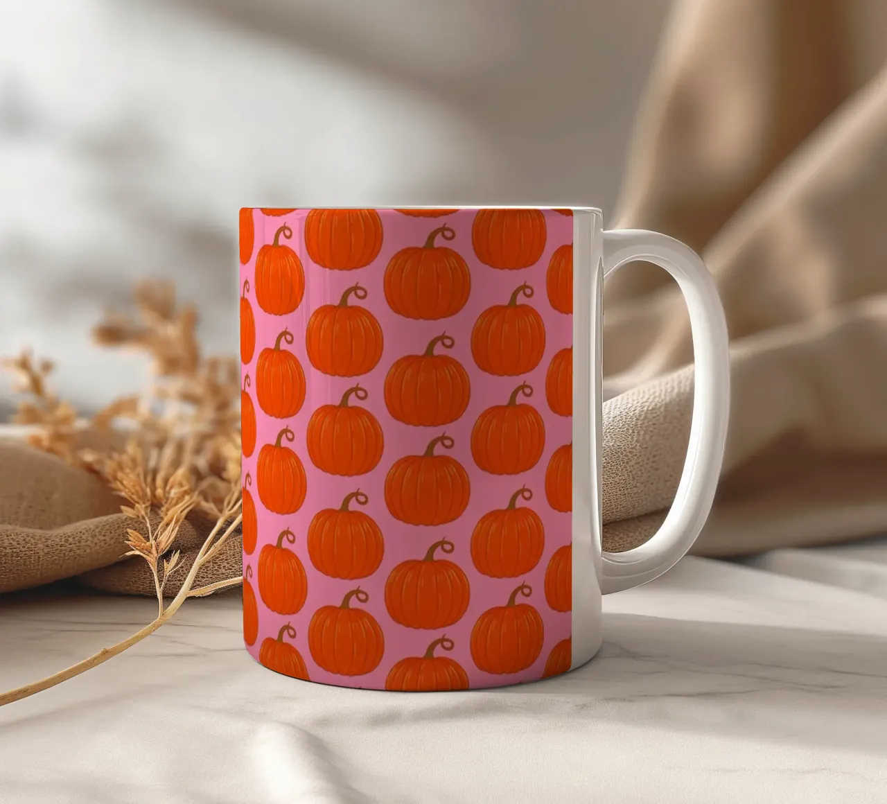 Pumpkins ceramic mug by Natalie Foss