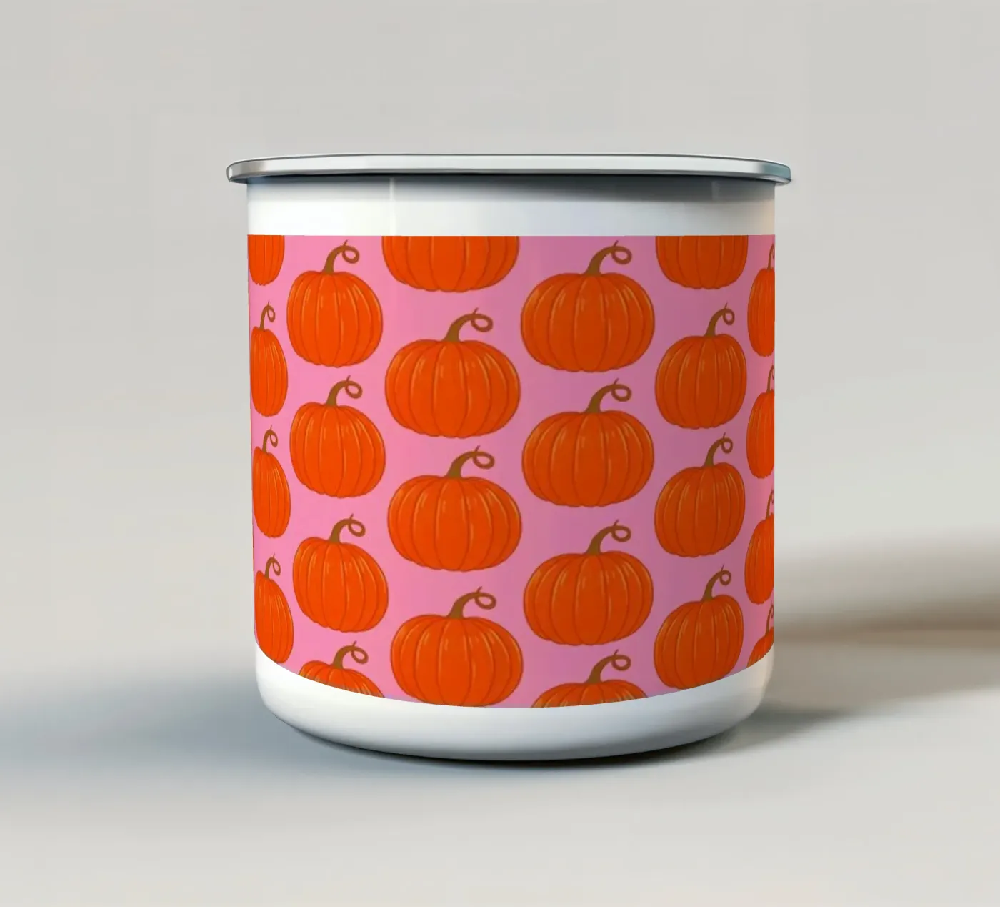 Pumpkins enamel mug by Natalie Foss