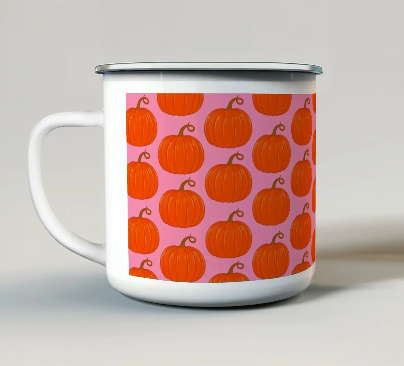 Pumpkins enamel mug by Natalie Foss