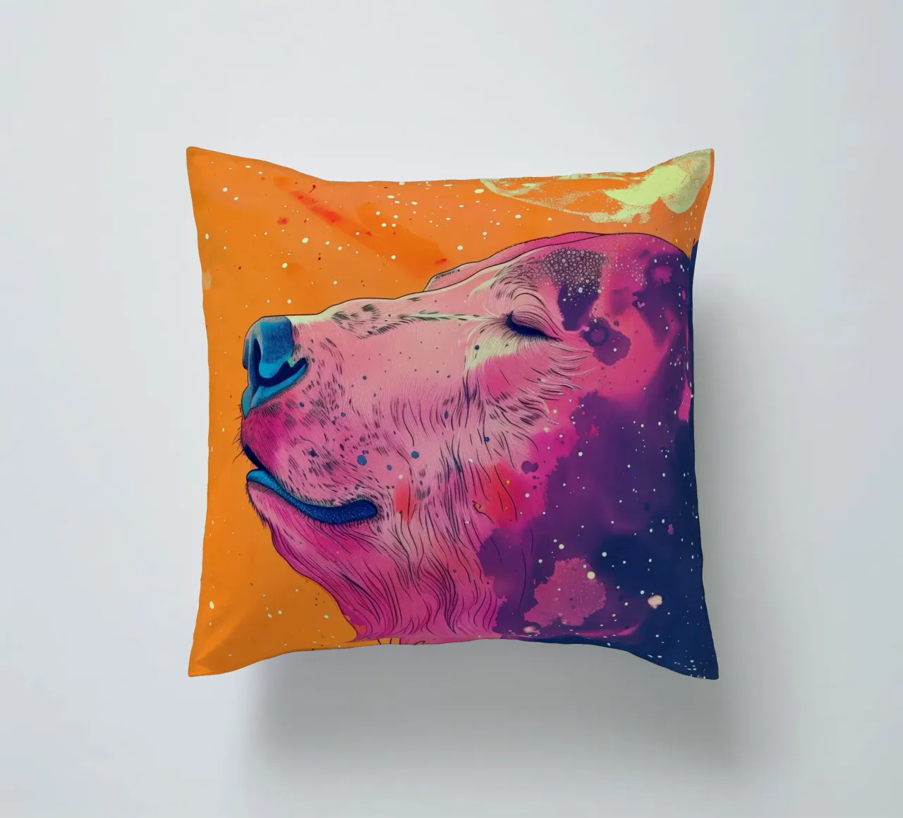 Ritratto di orso arancione cuscino da Justyna Jaszke JBJart