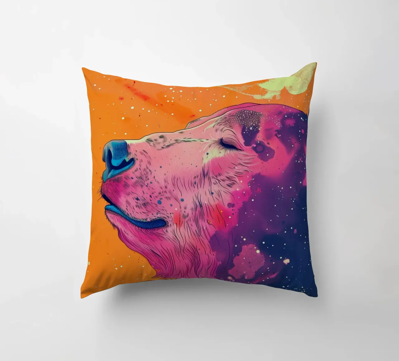 Ritratto di orso arancione cuscino da Justyna Jaszke JBJart