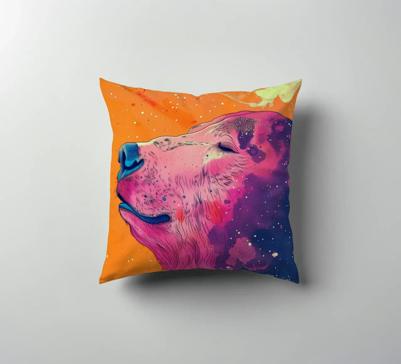 Ritratto di orso arancione cuscino da Justyna Jaszke JBJart
