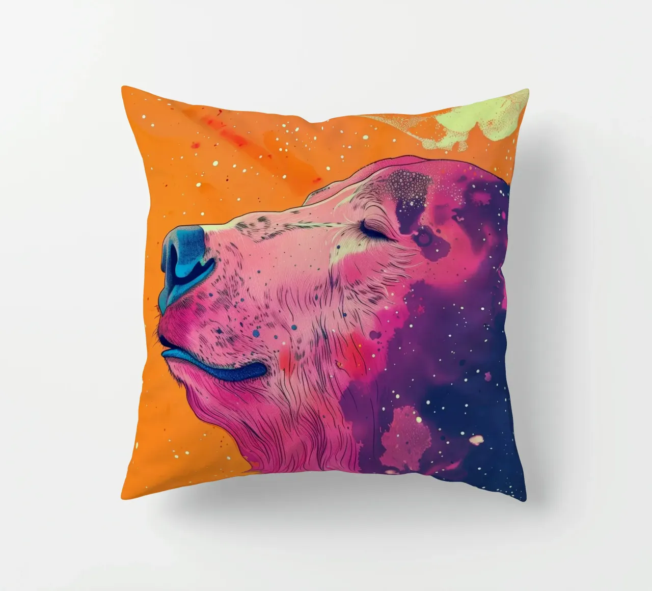 Ritratto di orso arancione cuscino da Justyna Jaszke JBJart
