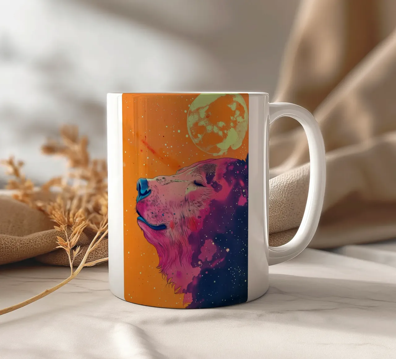 Ritratto di orso arancione tazza in ceramica da Justyna Jaszke JBJart