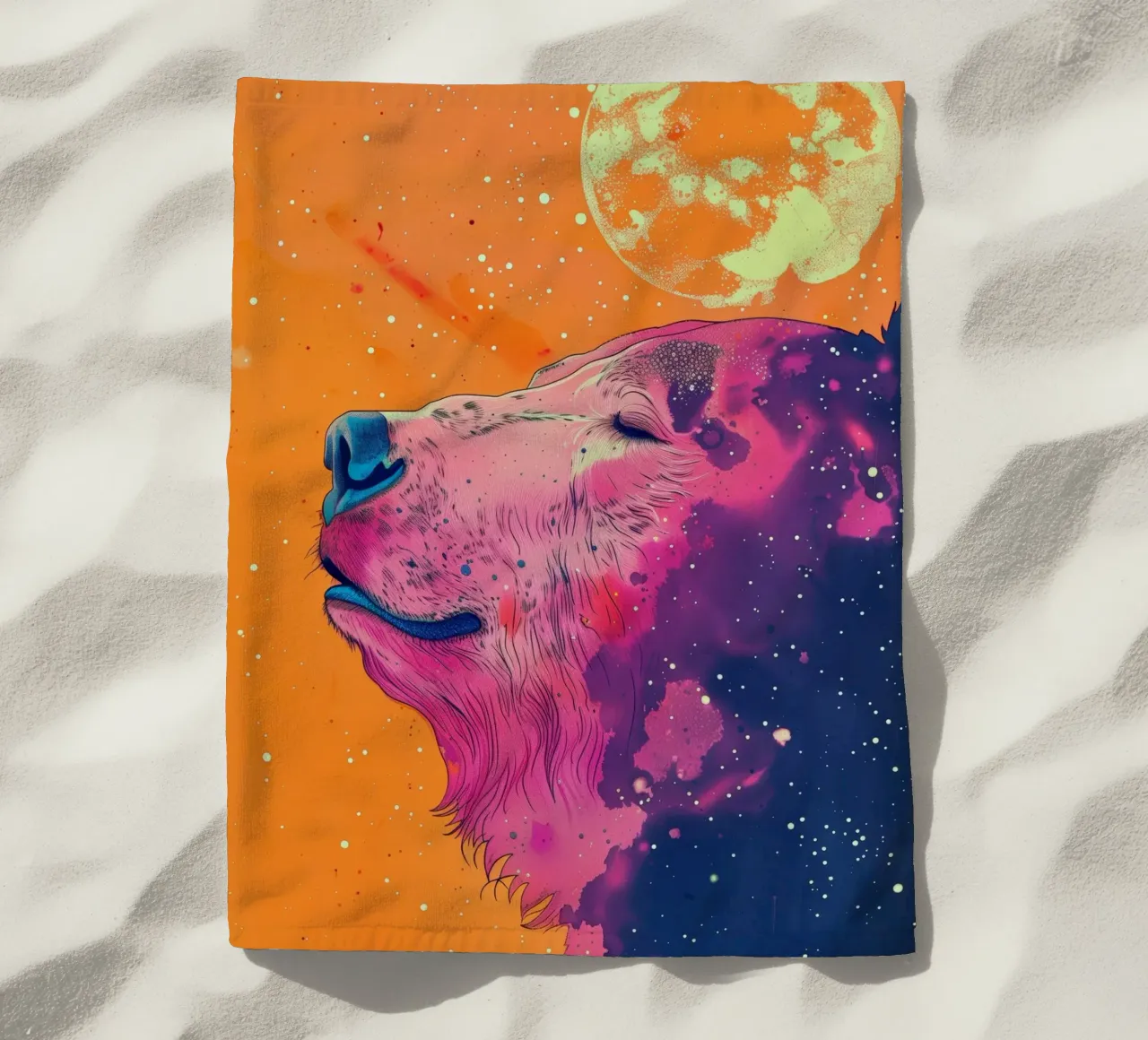 Ritratto di orso arancione telo mare da Justyna Jaszke JBJart