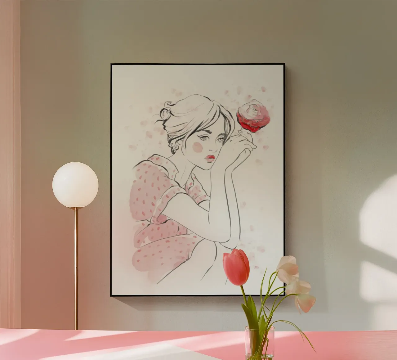 Donna con rosa plexiglass da Andrea Dölling