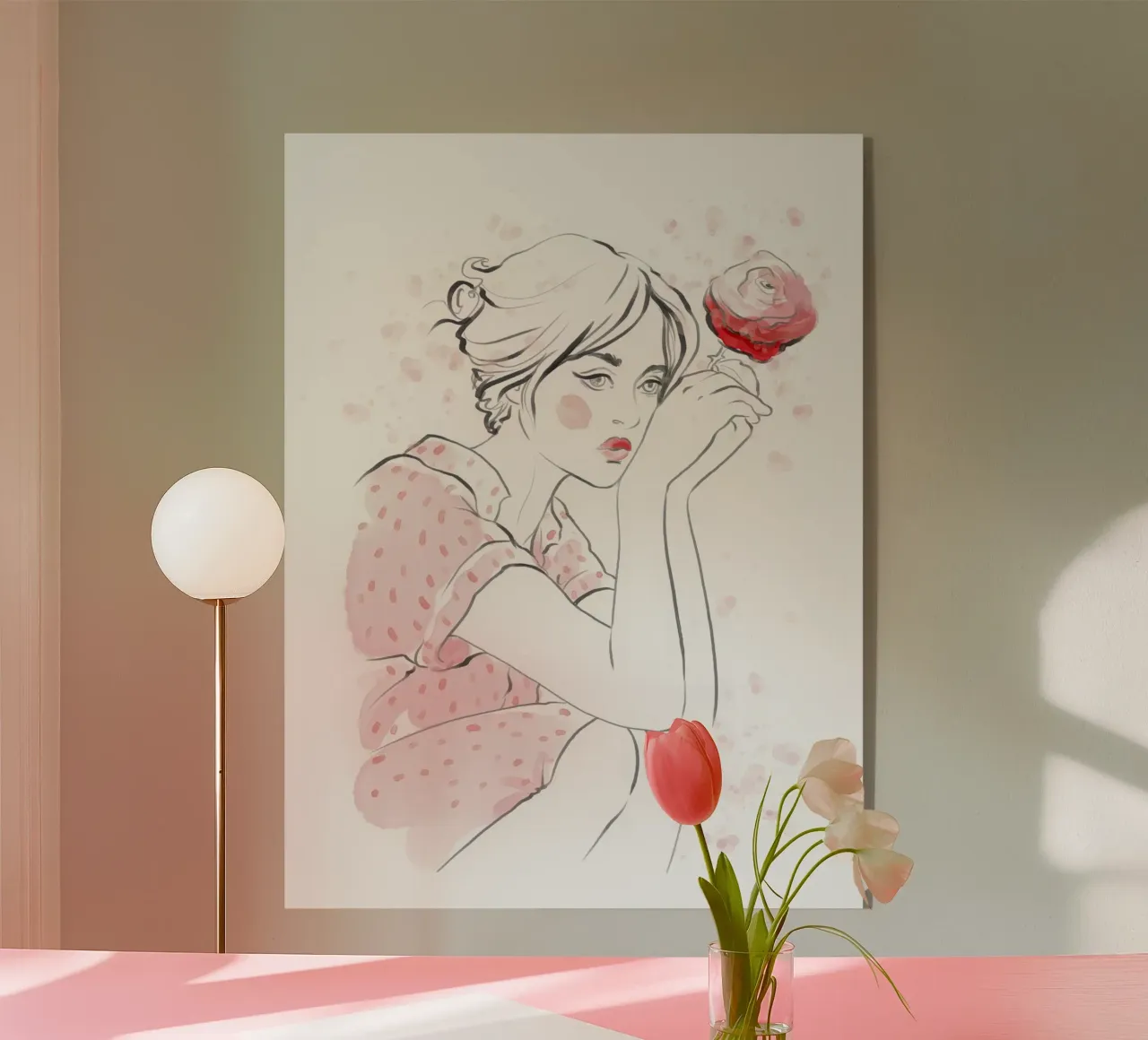 Donna con rosa plexiglass da Andrea Dölling