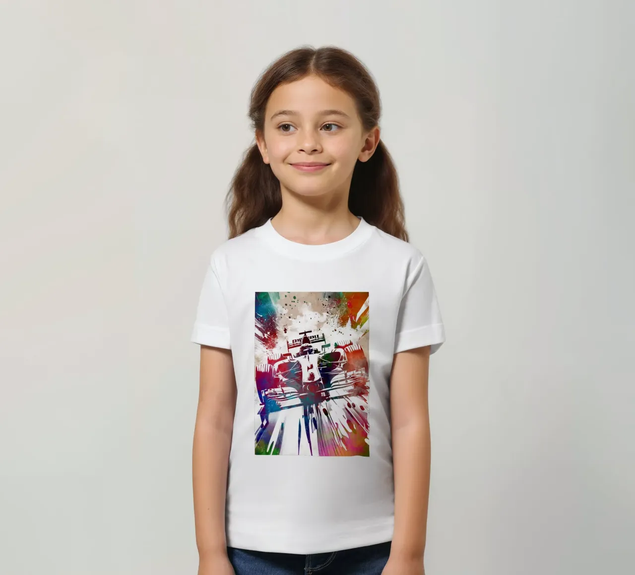 Car racing graphic art kids t-shirt by Justyna Jaszke JBJart