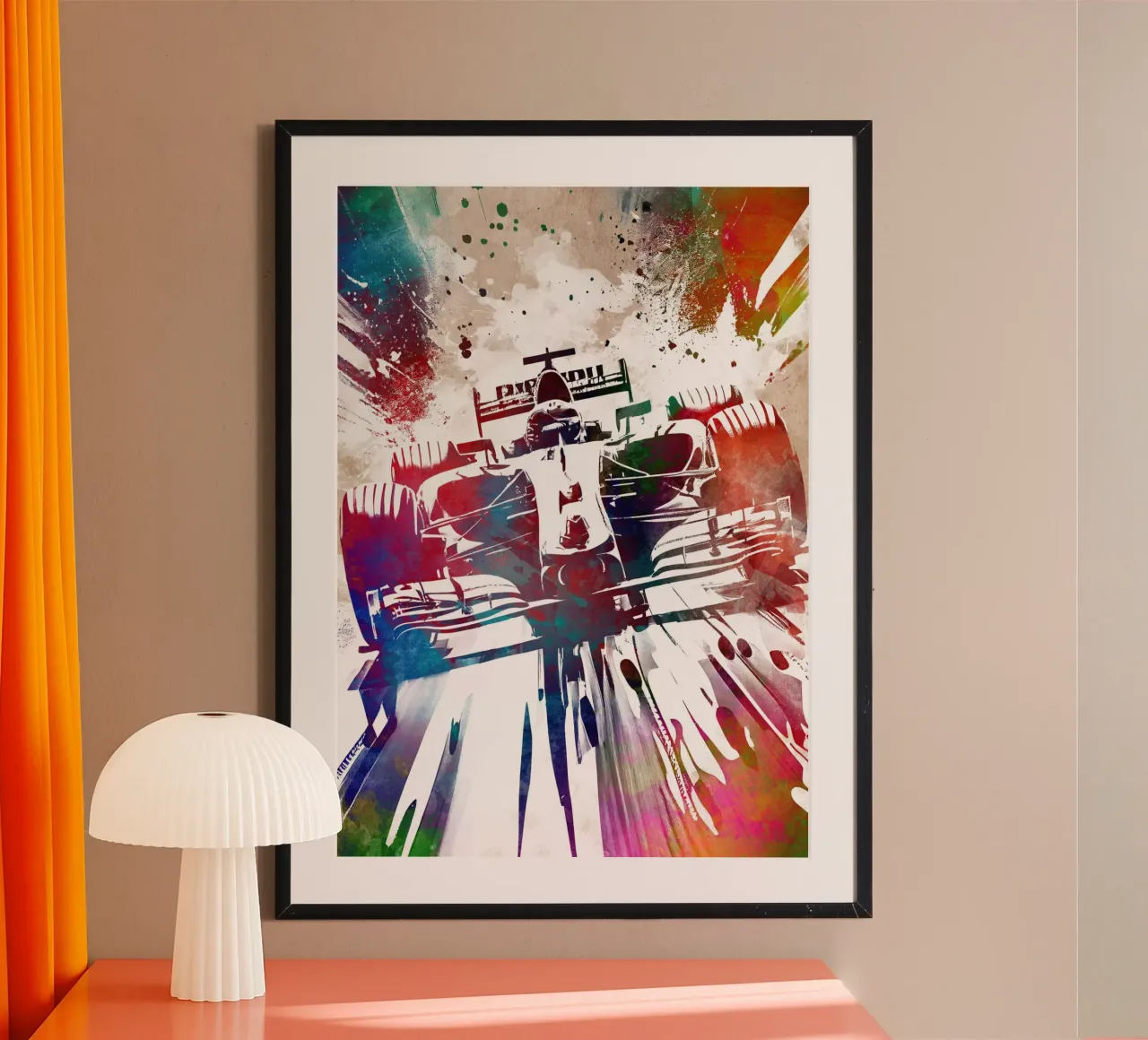 Arte grafica delle corse automobilistiche poster con telaio in legno da Justyna Jaszke JBJart