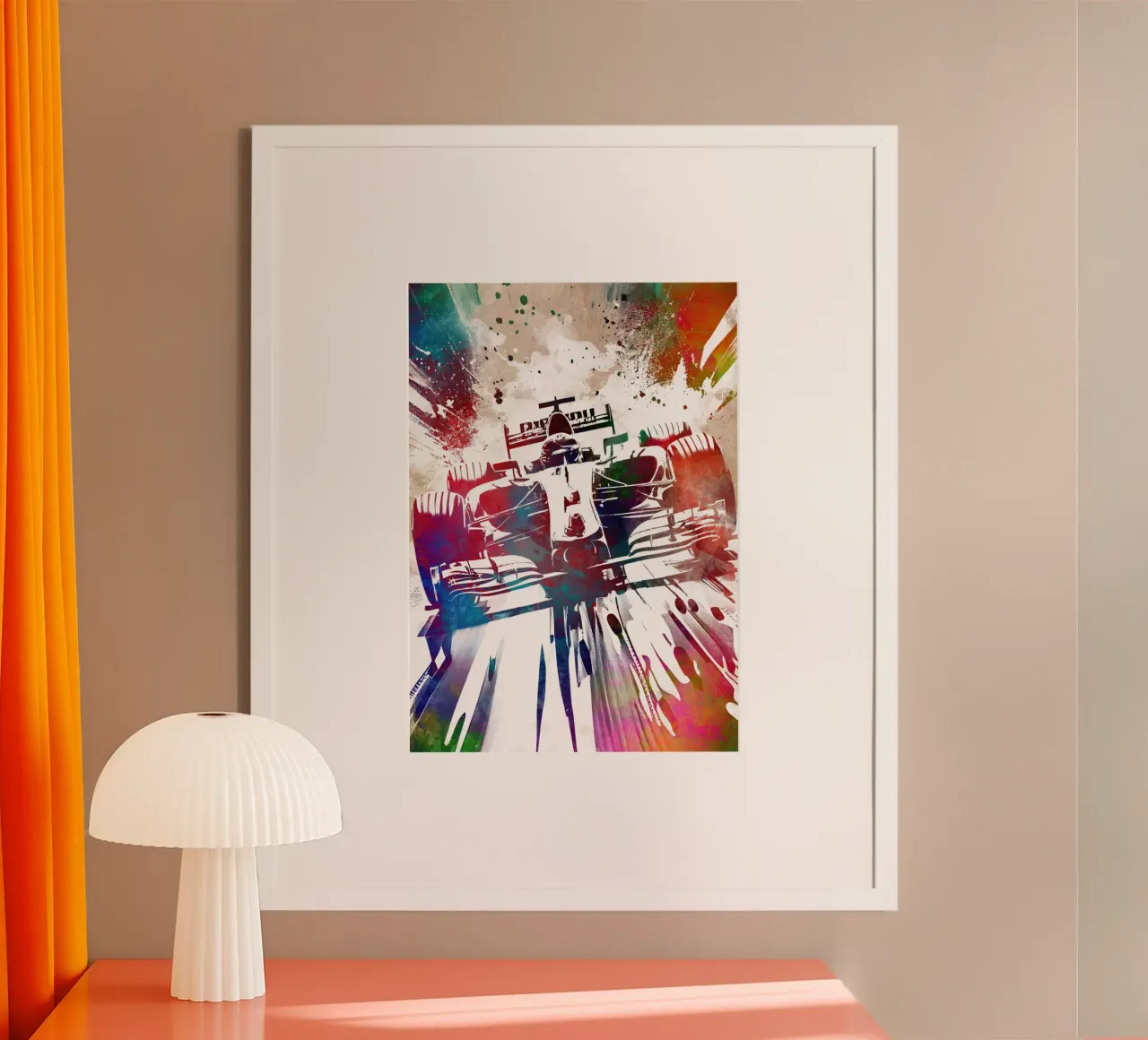 Arte grafica delle corse automobilistiche poster con telaio in legno da Justyna Jaszke JBJart