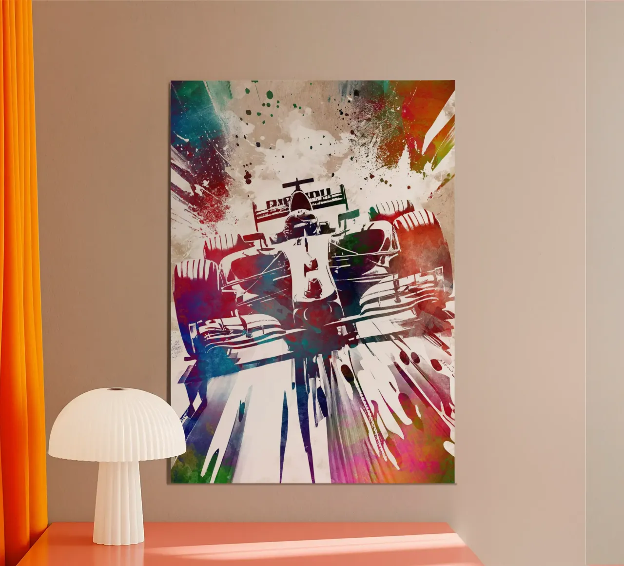 Arte grafica delle corse automobilistiche poster con telaio in legno da Justyna Jaszke JBJart
