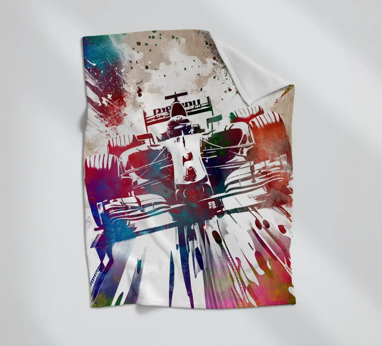 Car racing graphic art fleece blanket by Justyna Jaszke JBJart