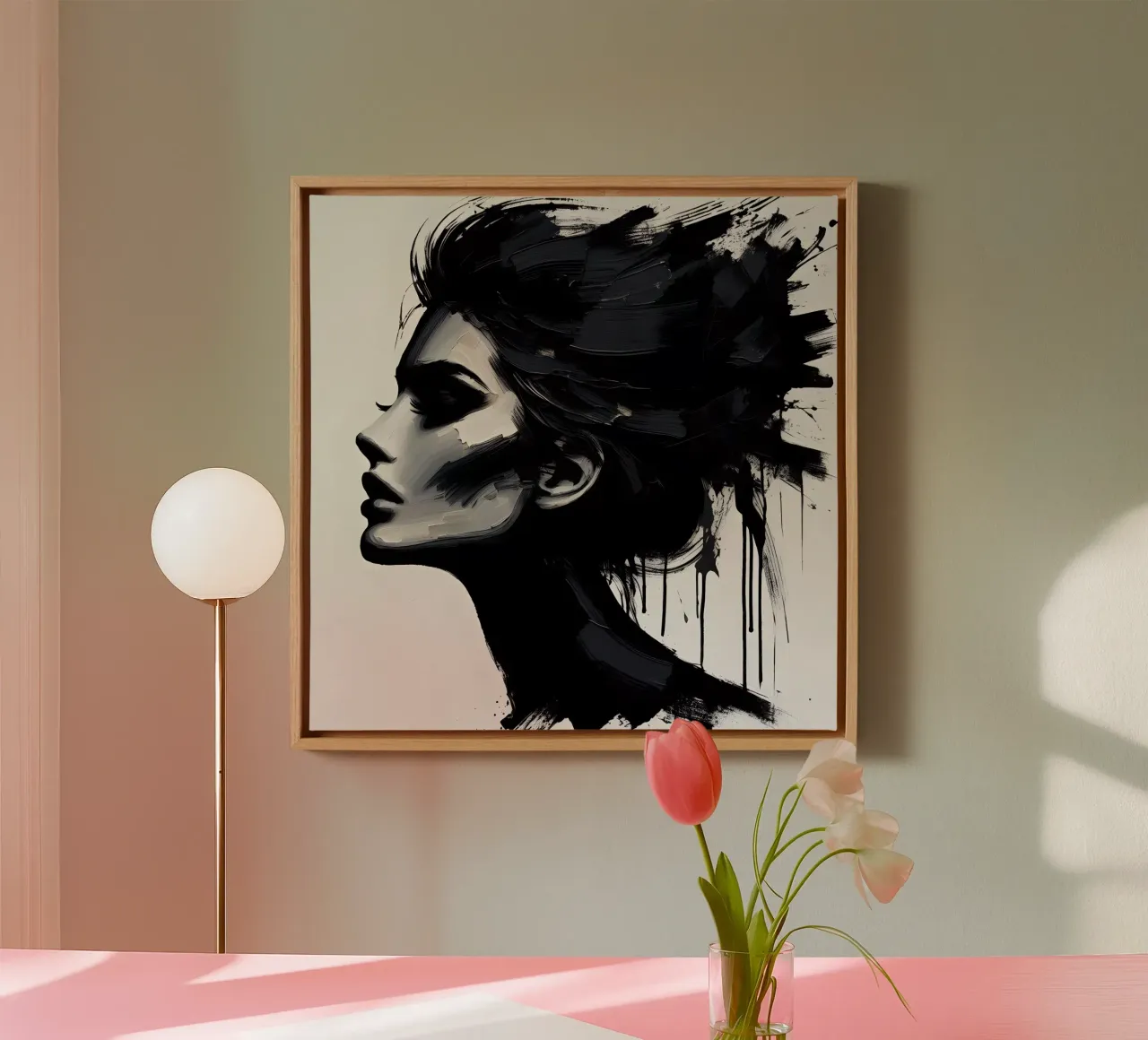 MESSY HAIR canvas with Floater frame by ARTOMATIC