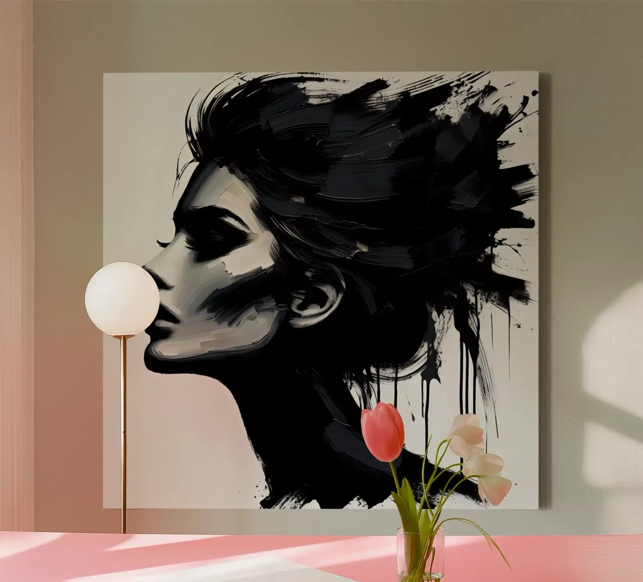 MESSY HAIR canvas with Floater frame by ARTOMATIC