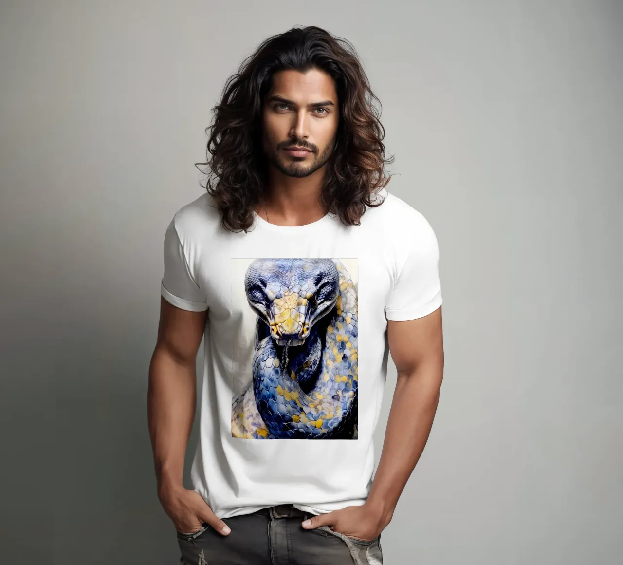 Serpente animale acquerellato t-shirt da Justyna Jaszke JBJart