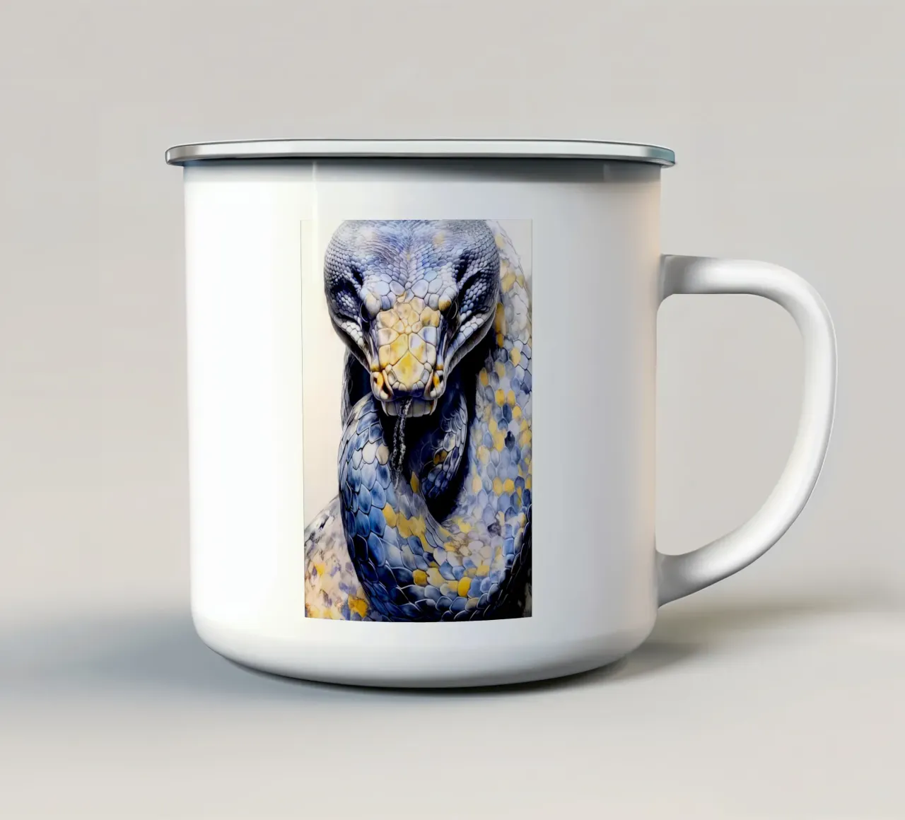 Serpente animale acquerellato tazza in smalto da Justyna Jaszke JBJart
