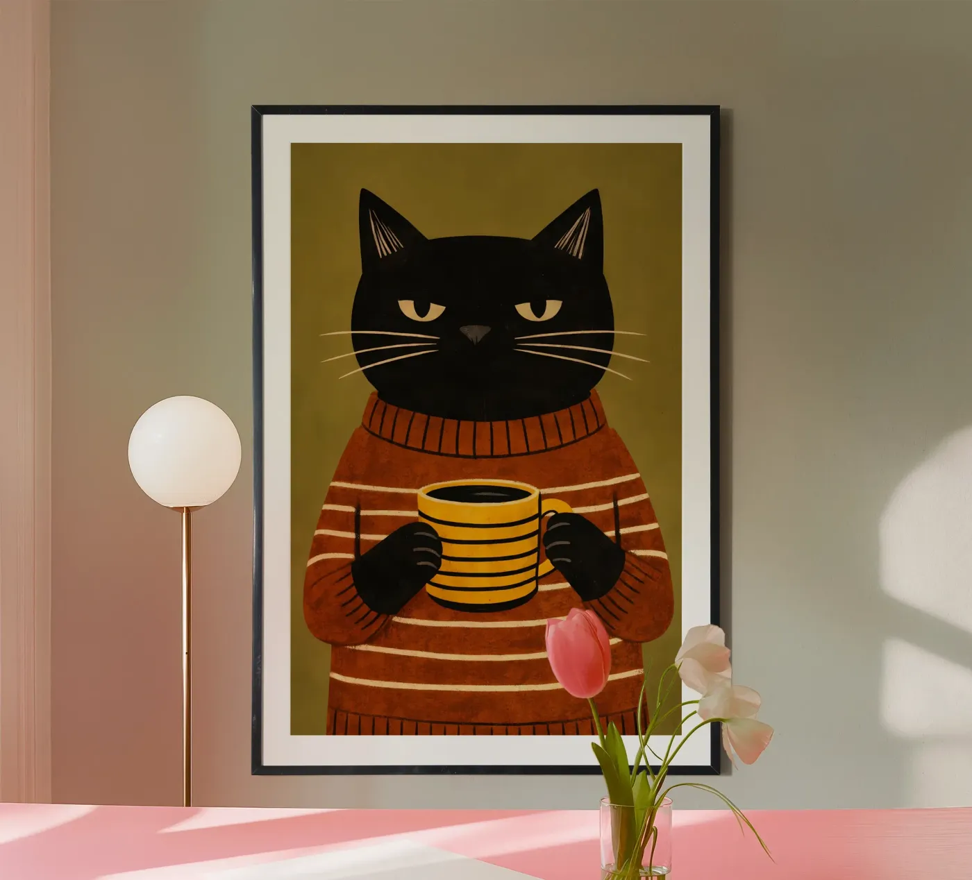 Gatto con caffè poster da IamHomeDesigns