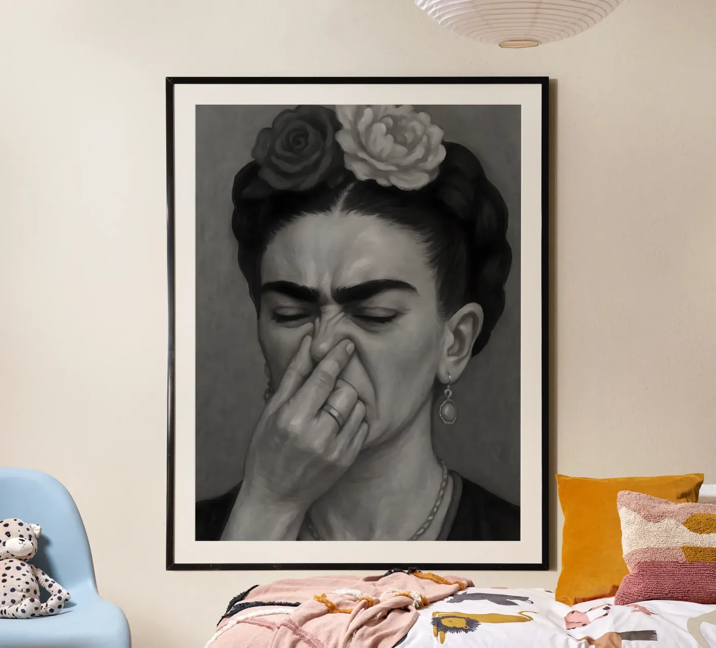 FRIDA KAHLO – LUSTIGES BADEZIMMER, TOILETTE, SCHWARZ-WEISS Poster von ARTOMATIC