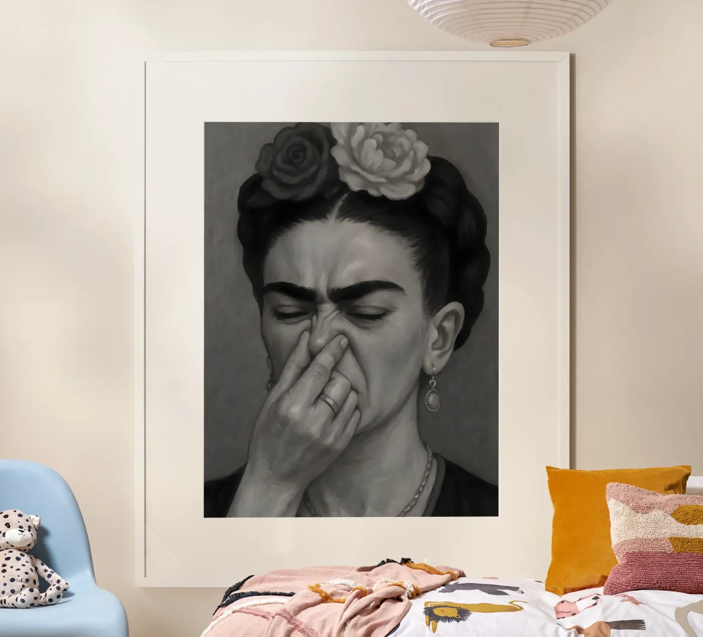 FRIDA KAHLO – LUSTIGES BADEZIMMER, TOILETTE, SCHWARZ-WEISS Poster von ARTOMATIC